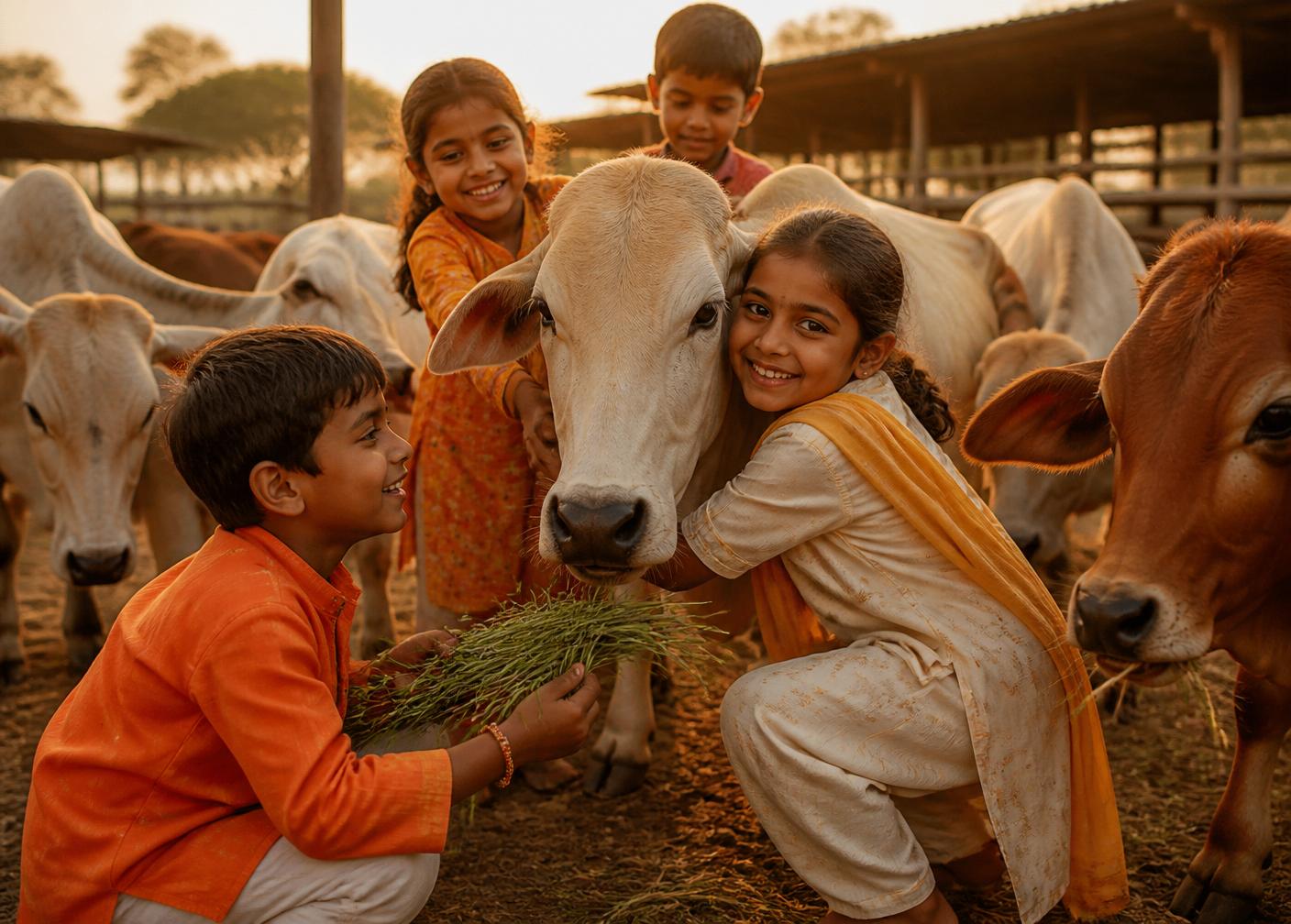 School Children & Families Visiting the Cows